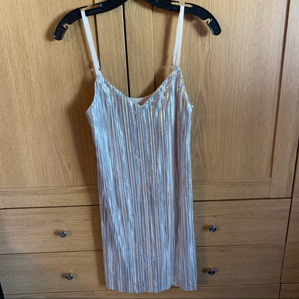 Love Ady Silver Pleated Mini Dress